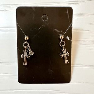 Handmade Stainless Steel Asymmetric Cross Earrings 🖤